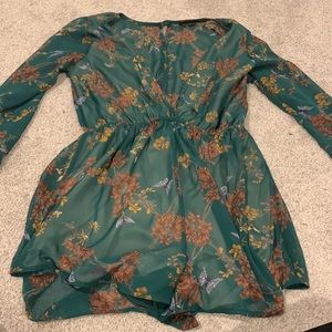 Open back & long v neck front beautiful long sleeve romper